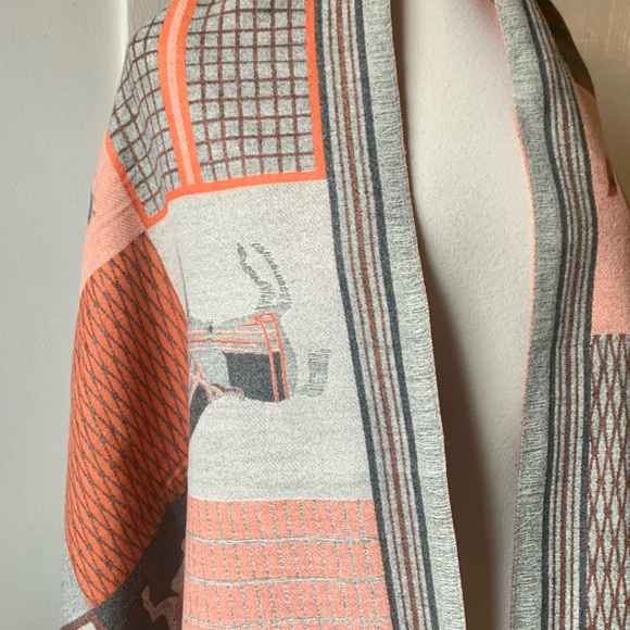 Reversible New Cashmere Western Horse Scarf Shawl Pashmina Wrap - Picture 12 of 16